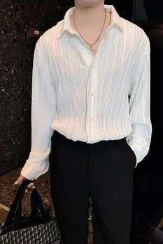 Korėjos Versija, Plisuotas Audinys Šviesos Prabangus Dizainas Vyrų Marškinėliai Mados Aukštos Kokybės Dryžuotas Mens Atsitiktinis Marškinėliai Social Club Komplektai