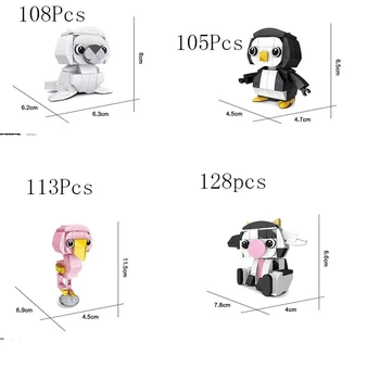 Kūrybos Mini Blokai Anime Veiksmų Skaičius, Animacinių filmų Gyvūnų Shiba Pingvinas Koala Flamingo Švietimo Plytos 