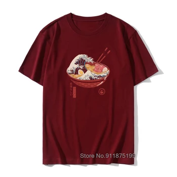 Labai Ramen Banga Vyrų Topai Marškinėliai Makaronai Didžiosios Bangos Kanagawa Medvilnės Tees Derliaus Japonija Japonijos T-Shirt Camisas