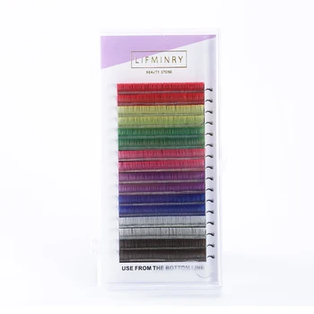 LIFMINRY 8 Spalvų Vaivorykštės spalvų Blakstienų priauginimo spalvų blakstienos 16 linijos Premium soft mink blakstienas, aukštos kokybės
