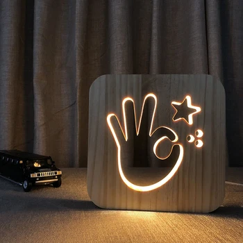 Medinė Šuns Leteną Lempos, Stalo Lempos, Vaikų Miegamasis 3D Dekoracija Stalo Lempa Vaikams VEDĖ Kūrybines USB Naktį Šviesos