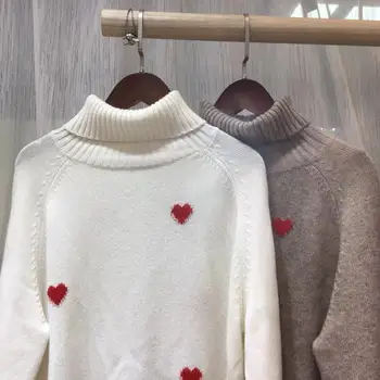Meilė žakardo moterų megztinis cashmere long sleeve atsitiktinis laukinių lady megztinis (puloveris) viršūnių rudens, žiemos, nauja
