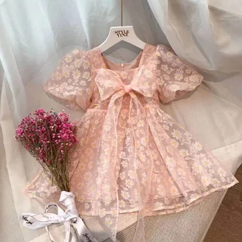 Mergaičių Suknelė Mados Elegantiškas Gėlių Vaikai Mergina Drabužius 2021 M. Vasarą Kūdikis Mielas Suknelės Bamblys 7 metų Gimtadienio Princesė Dėvėti