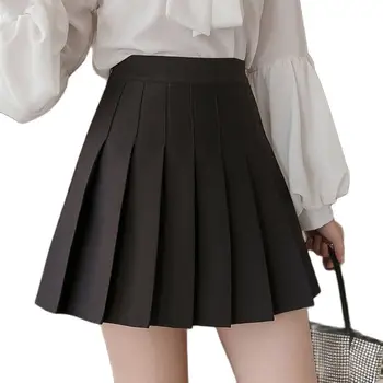 Mergaičių Šokio Mini sijonai 2021 mokyklos moterų pavasario rudens aukšto juosmens korėjos stiliaus sijonas klostuotas trumpas baltas juodas kawaii sijonai