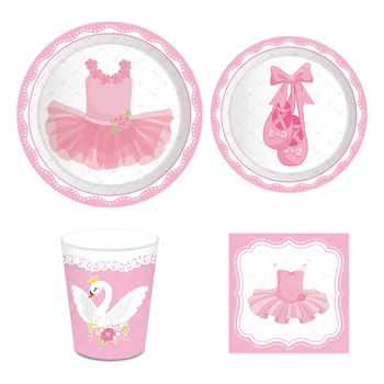 Merginos su Gimtadieniu Sweet Pink Baleto Temą Šalies Servetėlės Stalo Rinkiniai Baby Shower Vienkartiniai Vakarienė Papuošalai Servetėlės