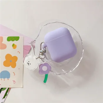 Mini Pro 4 TWS Atveju mielas lokys animacinių filmų gėlių Keychain Priedai Ausines Padengti Mini Pro4 Padengti Silikono Apsaugos Atveju