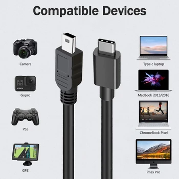Mini USB Kabelis USB Type C Mini 5P USB OTG Kabeliu, Mobiliojo Planšetinio kompiuterio Įrenginiuose, Adapterio Kabeliu, skirta GoPro HD Hero 3+ Canon 