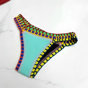 Moterų Sexy Neopreno trikampis plaukimo maudymosi kostiumėlį dėvėti bikini komplektas Nėrimo Bikini