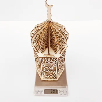 Musulmonų Festivalis Šviesos Mediniai Rūmai Šviesos Naktį EID Mubarakas Ramadanas Dekoracija Namuose Ramadanas ornamentu Islamo Šalies Prekių