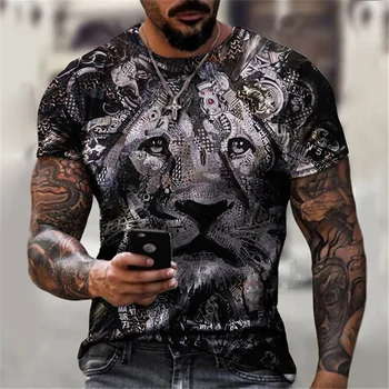 Naujas 3D meno liūtas grafinis spausdinti marškinėliai vasaros mados atsitiktinis streetwear asmenybės trumpas rankovėmis vyriški juokinga Harajuku T-shirt
