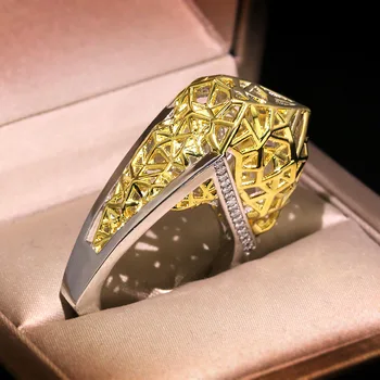 Naujos Mados Bohemijos Dvi Tonas Aukso Akių Tuščiaviduriai Žiedai Moterims AAA Cirkonis Kristalų Geometrinis Vestuvių Šiuolaikinės Piršto Žiedą