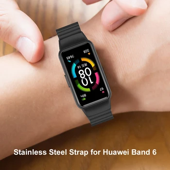 Nerūdijančio Plieno Laikrodžio Dirželis Huawei Honor Band 6 Smart Apyrankės Apyrankės Pakeitimo Diržas Metalo Grupė
