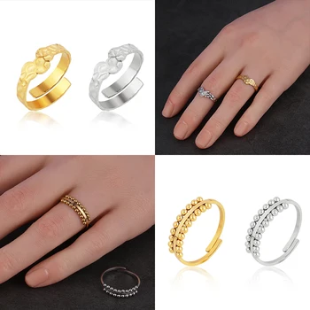 Nerūdijančio Plieno Žiedai Moterims Pareiškimą Žiedas moteriški Žiedai Punk Atidaryti Piršto Aukso Spalvos Geometrijos Gyvatės Žiedas, Žiedai, Papuošalai