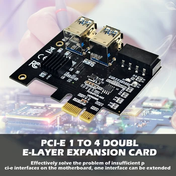 PCIe į PCIe adapteris 1x iki 16x 1 iki 4 USB 3.0 auksu dual-layer sąsajos + 4pin maitinimo plėtros kortelę hub adapteris