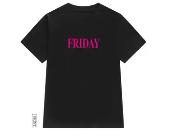 PENKTADIENIS Rožinė raidžių Moterų marškinėlius Medvilnės Atsitiktinis Juokingi marškinėliai Lady Yong Mergina Viršuje Tee Hipster Tumblr ins Lašas Laivas S-70