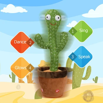 Pliušinis Šokių Kaktusas Žaislas Elektroninių Purtyti Šokti Su Daina Šviesos Įrašą 