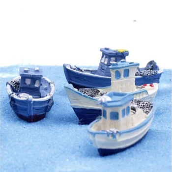 Pop 1pcs Jachta Laivų Žvejybos Valtis Miniatiūriniai Pasakų Sodo Namai Namai Amatų Micro Kraštovaizdžio Dekoro Priedai 