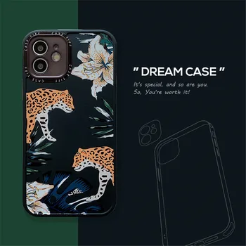 Prabangos prekės Gėlių Leopard laukinių Tigrų Telefono dėklas Skirtas iPhone 12 mini Pro 11 X XS Max XR 7 8 Plus SE 2020 Mielas, Stilingas, Minkštas Viršelis