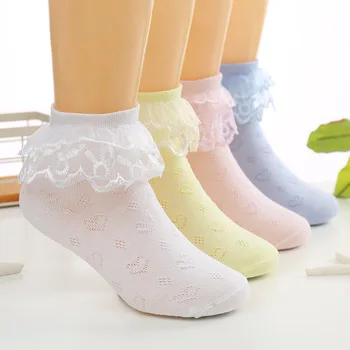 Princesė kojinės dukart layerchildren tai nėrinių šokių kūdikių kojinės pradinėje mokykloje kojinių, keturias poras paketą mielas mergaičių kojinės WZ01
