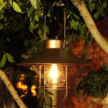 Retro Solar Power Lantern Lamp Waterproof for Patio Yard Terrace Fence