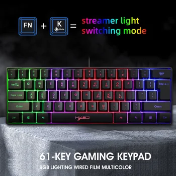 RGB Apšvietimo Efektas 61 Klavišų USB Profesija, Mechaninė Klaviatūra Laidinio Žaidimų Membranos Klaviatūra Su Nuimamais Keycap