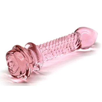 Rose stiklinis analinis kaištis anal masturbacija suaugusiųjų tiekia stiklo dildo sekso žaislai prostatos kieme masažas analinio sekso žaislai