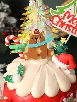 Santa Claus lokys dovanų dėžutėje elnias Medžių sniego Linksmų Kalėdų Tortas Toppers Laimingų Naujųjų Metų Dekoracijas Šalies Kepimo Reikmenys