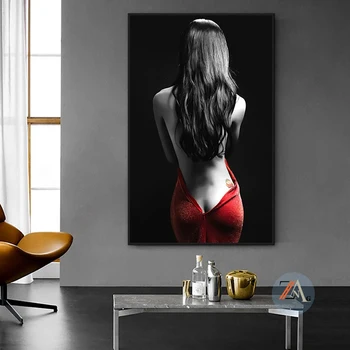 Seksualus Nuoga Moteris Raudonas Sijonas Moteris, Plakatų ir grafikos Šiuolaikinio Meno Drobė, Tapyba Kambarį Dekoratyvinis Dažymas