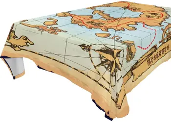 Senas Piratų Žemėlapis Poliesteris Staltiesė Dėmių Atsparios Skalbti staltiesės, Namų Virtuvė, Valgomasis