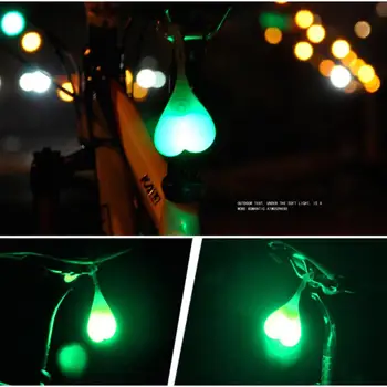 Silikono LED Dviračio Galinis Žibintas Širdies Kamuolys Kiaušinių Žalia Mėlyna Raudona Saugos Lempos Spalvinga Šviesos Dviračių Saugos Waring Lempos