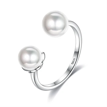 SILVERHOO Nauja 925 Sterling Silver Pearl Shell Elegancija Piršto Žiedai Moterims Reguliuojamas Atidaryti Jubiliejų Žiedas Fine Jewelry