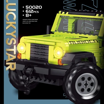 Smulkūs Statybiniai Blokai Off-road Transporto priemonėms, Žalia Jeep 50020 612pcs Automobilių Universalas Žaislo Modelis Plytų Rinkiniai Vaikams Dovanos