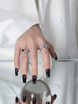 S'STEEL 925 sterlingas sidabro Dizaino Tuščiaviduriai Tekstūros Atidarymo Žiedas moterims Dizaineris estetinės keičiamo dydžio 2021 tendencija juvelyriniai dirbiniai