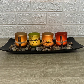 Stiklo, Žvakių Laikiklis Rinkinys su padėklu Dekoratyviniai Akmenys Valgomojo Stalo Kavos Stalo Dekoras