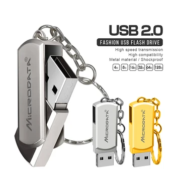 Sukiojamomis usb flash drive 16GB 32GB Didelės Spartos USB 2.0 64GB 128GB Metalo Flash Drive Pendrive Pen atminties Lazdos su key chain