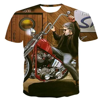 Sunkiųjų Metalų marškinėliai vyriški Motociklo Atgal 3D T-shirt Neoficiali Harajuku trumpomis Rankovėmis T-shirt 2021 m. Vasaros, Nauja