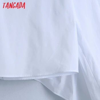 Tangada Moterų Raukiniai, Baltos spalvos Marškinėliai ilgomis Rankovėmis Pasukite Žemyn Apykaklės Elegantiškas Ponios Apkarpyti Viršūnes 6Z73