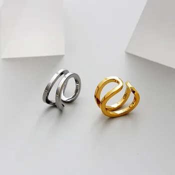 Tarpvalstybinės Europoje ir Amerikoje dvigubo sluoksnio retro auksu atidaryti žiedas mėgėjams, mados žiedas moterims