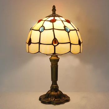 Tiffany Kūrybinės Europos Viduržemio jūros Miegamojo Lovos Apšvietimo lempų Apdaila šiltų spalvų, American retro nostalgiškas stalo lempa