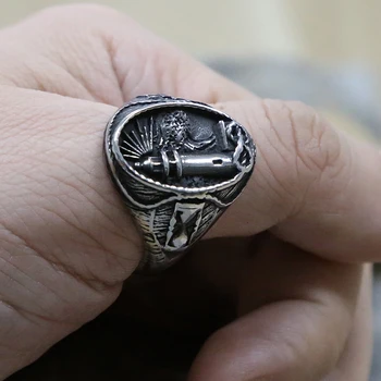 Unikalus Šiaurės Vikingų Švyturio Žiedas, Nerūdijančio Plieno, Mens Jūrmylių Signet Žiedas Vyrų Punk Dviratininkas Žiedas Papuošalai Dydis nuo 7 iki 15