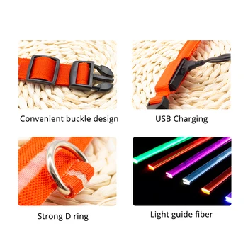 USB Įkrovimo Šviesos Šunų Antkaklis Su Šviesos diodų (LED) Žiedo Mažų/Vidutinių/Didelių Šunų, Šuniukų Anti-lost Pet Produktų Tiekimas
