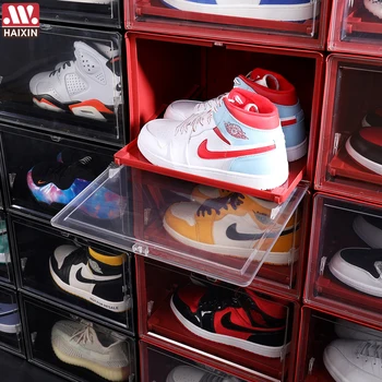 Už AJ batų dėžės high-top krepšinio bateliai dulkėms laikymo dėžutė su kietos medžiagos skaidrus padidėjęs, Sportbačiai, batų dėžės