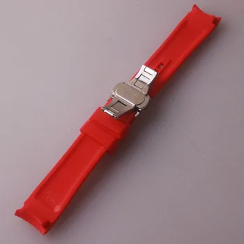 Už Rolex Seiko Omega Watchband 18 20mm 22mm Minkšto Silikono Gumos Laikrodžių Dirželiai Juodas Raudonas Žalias Watchband Su Sidabro/Aukso Sagtis