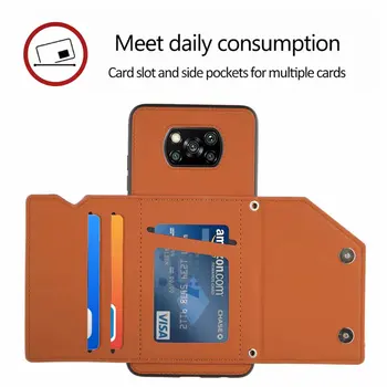Už xiaomi mi POCO M3 X3 NFC redmi 9A 9C 9T 9 pastaba 9s pro padengti piniginės kortelė odinis dirželis diržo turėtojas antidetonaciniai telefono krepšys