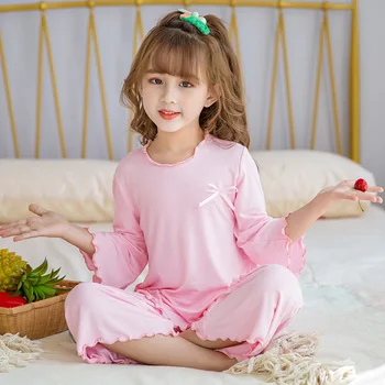 Vaikų Mergaičių Pižamos Nustatyti Plonas Šilumos Apatiniai Vaikų Modale Namuose Dėvėti Drabužiai Nustatyti 2021 Naują Atvykimo Princesė Sleepwear 2-10Y