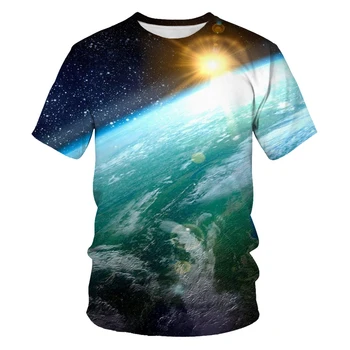 Vasaros 3D T-Shirt Vyrai ir Moterys, Žvaigždėtas Dangus, Visata vientisos Spalvos Marškinėliai Sky Modelis Tarp Mūsų Hip-Hop Įdomus Emocinis Roko Drabužiai