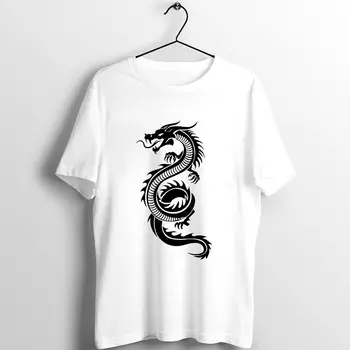 Vasaros Moterų Kinų Drakonas Print T-shirt Streetwear Ulzzang Harajuku Grafinis T-shirt Retro Atsitiktinis Viršų moteriški marškinėliai