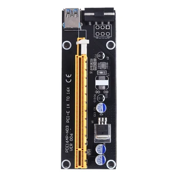 VER 006 PCI-E Riser Card for Bitcoin Miner Kasybos PCI Express 1x iki 16x Extender Card PCIe USB 3.0 Kabelis SATA prie 4Pin Maitinimo