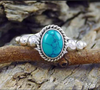 Vintage Senoviniai Natūralaus Akmens Žiedas Mados Juvelyrika Dovana Mėlyna turquoises Piršto Žiedą, Moterims Vestuvės Žiedai