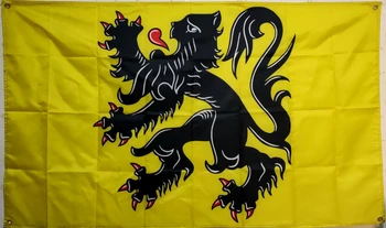 Vėliavos Flandrijos Flandrijos Bendrijos Ir Flandrijos Regiono Sienos Kabo Belgijos Flandrijos Liūto Vėliava